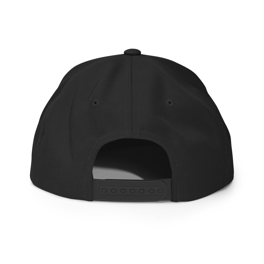 Back view of the black Failscool snapback hat with adjustable closure. A clean finish representing the minimalist identity of the Failscool movement.